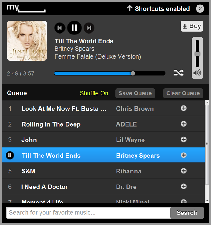 Large Persistent Music Player
